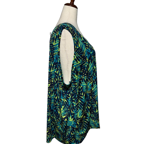 Catherines Top Womens‎ 5X-34/36W Green Yellow Tank Floral Tropical Beachy NWT - Picture 6 of 8
